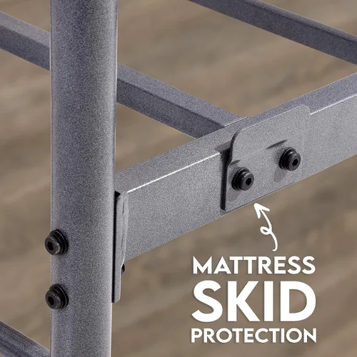 Vista 5 de AMBEE21 Golden Gate Beds - Base de cama de hierro plateado tamaño individual con cabecero de hierro forjado, base de plataforma de metal resistente