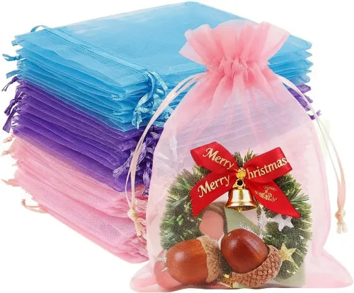 Vista 7 de EdgeXcel 120 bolsas de organza de 4 x 6 pulgadas para regalos pequeños - Bolsa de malla premium con cordón para recuerdos de bodas y fiestas, joyas