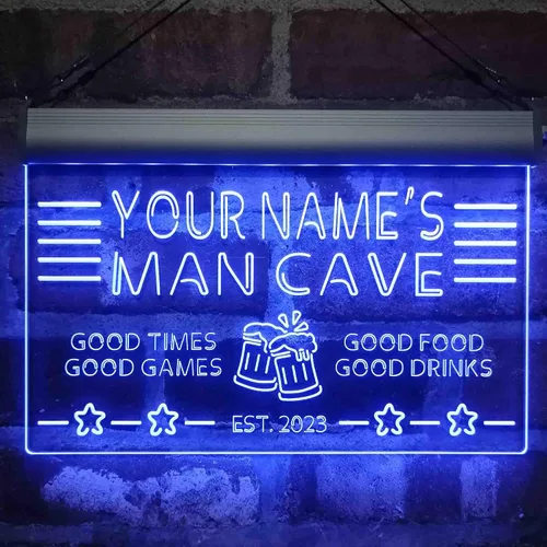Vista 2 de ADVPRO Letrero de neón LED personalizado con texto en inglés "Man Cave Home Bar Est. Year Single Color LED Neon Sign 12 x 8.5" st4s32-x0012a-tm-b
