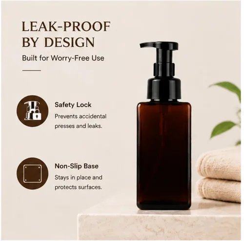 Vista 4 de Foaming Soap Dispenser 4 Pack, 15oz/450ml Brown Foam Soap Pump Bottles, Refillable Bathroom Soap Dispenser with Rich Foam Pump for Kitchen Sink