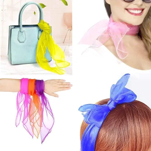 Vista 4 de Colovis 24 Inches Square Dance Scarves, 12 Colors Juggling Scarf Props Magic Trick Silk Play Scarves Music Movement Scarf