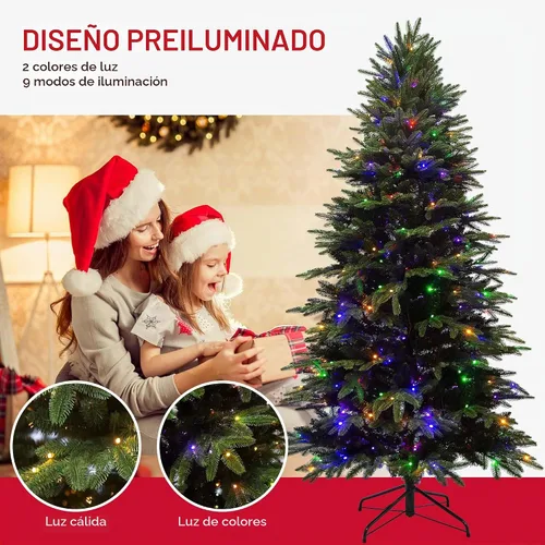 Vista 2 de Árbol de Navidad artificial preiluminado de 7.5 pies con luces Prelit 350 LED