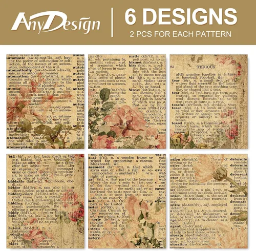 Vista 3 de 12 hojas de papel de envoltura vintage floral retro de periódico kraft para regalo, papel artesanal para manualidades en rosa, papel para envolver