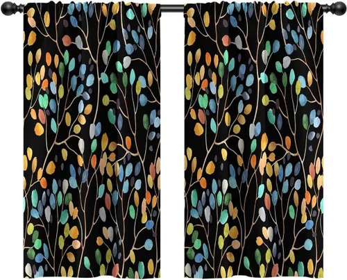 Vista 9 de Cortinas de cocina de estilo granja occidental con bolsillo para cortinero, pequeñas y cortas, estilo café rústico, cabaña, puerta de granero
