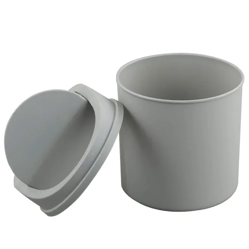 Vista 8 de Mini basurero de escritorio de 2 litros con tapa oscilante, cubo de basura pequeño (blanco)