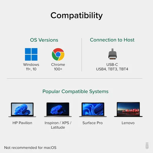 Vista 6 de Plugable Adaptador USB C a HDMI para monitores duales 4K 60Hz, compatible con Windows, Chromebook, USBC Thunderbolt USB4, MST Extended Display Type