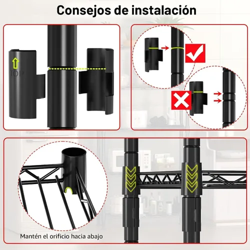 Vista 8 de GIOTORENT Unidades de Estantería Metálica de Pie de 5 Niveles, Estante de Alambre de Altura Ajustable Rack de Exhibición para Lavandería Baño Cocina