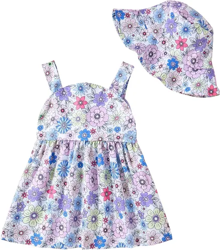 Vista 15 de Vestido para bebé recién nacida niña pequeña Vestido para niña pequeña de cuello halter sin mangas con flores Vestido de verano para niña de espalda