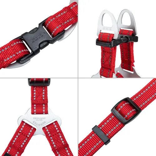 Vista 3 de EXCELLENT ELITE SPANKER Arnés sin tirones ajustable de nailon fácil de poner, chaleco para mascotas, correa para el pecho con reflectante y anillo