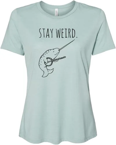 Vista 16 de Cute Women's Screen Printed Crew Neck Tee, Shirts With Sayings, Dusty Blue or Olive
