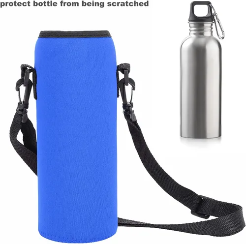 Vista 6 de RiToEasysports Funda para botella de agua, 33.8 fl oz para botella de agua, cubierta aislada de neopreno con correa para botellas de plástico