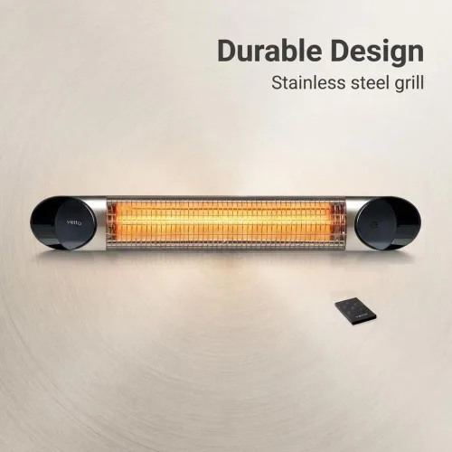 Vista 10 de Veito Blade S - Calentador infrarrojo de carbono con mando a distancia, 2500 W, color plateado IP55 weatherproof 2500W carbon infrared heater with