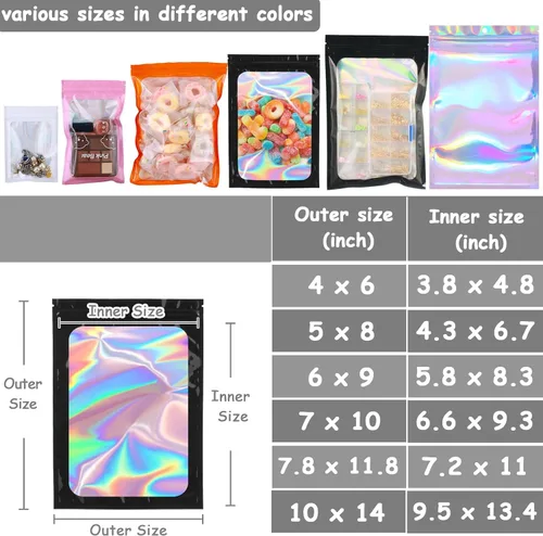 Vista 3 de Paquete de 100 bolsas de Mylar de 7.8 x 11.8 pulgadas con ventana transparente, bolsas de papel de aluminio resellables grandes de cuarto de galón