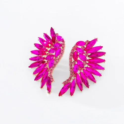 Vista 4 de Verano Aleación de zinc de cristal Rhinestone alas de ángel mujeres pendientes