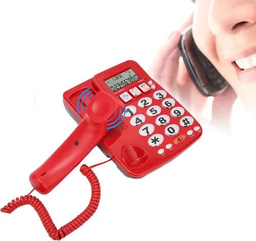 Vista 7 de Ajuste el tono de llamada con cable, teléfono grande pero tonelado para personas mayores, teléfono con cable con identificación de llamadas