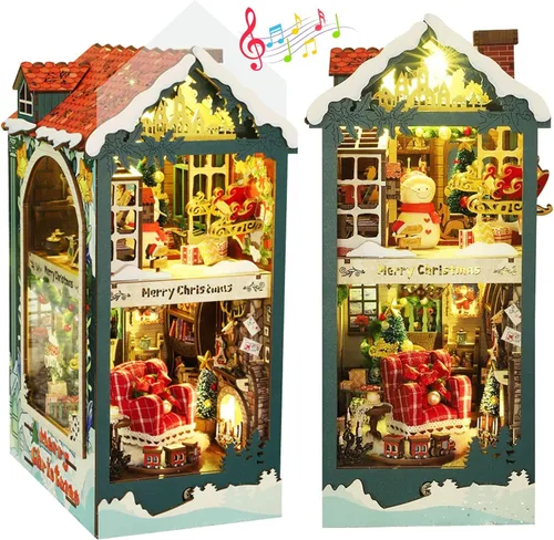 Vista 22 de fifijoy Kit de Rincón de Libros - Kit de Casa en Miniatura DIY para Adultos, Kit de Construcción de Casa Pequeña Cafetería Retro de los años 50