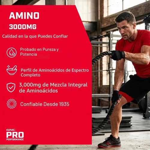 Vista 3 de GNC Pro Performance Amino 3000 mg, soporta reparación muscular, 240