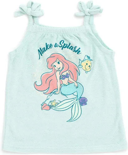 Vista 3 de Disney Minnie Mouse Princess Ariel - Camiseta sin mangas para niñas y pantalones cortos de delfín retro activo para niños pequeños y grandes