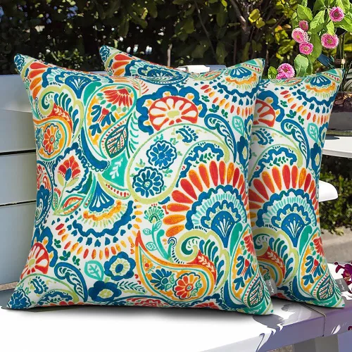Vista 10 de Magpie Fabrics - Juego de 2 fundas de cojín para patio con inserto de 18 x 18 pulgadas, funda decorativa resistente a la decoloración para sofá