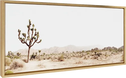 Vista 4 de Kate and Laurel Sylvie Lone Joshua Tree - Lienzo enmarcado para pared, diseño de Amy Peterson Art Studio, 18 x 40 pulgadas, natural, arte decorativo