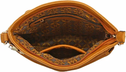 Vista 6 de Bolso cruzado grande con triple bolsillo con cremallera.