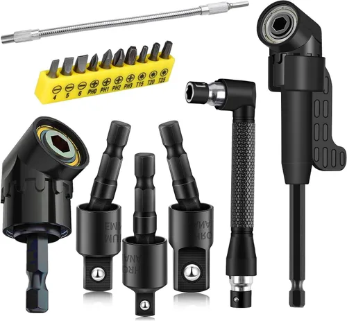 Vista 12 de CIGOTU Juego de extensión de adaptador de enchufe, 1/4, 3/8, vástago hexagonal de 1/2 pulgada, grado de impacto, convertidor de taladro eléctrico a