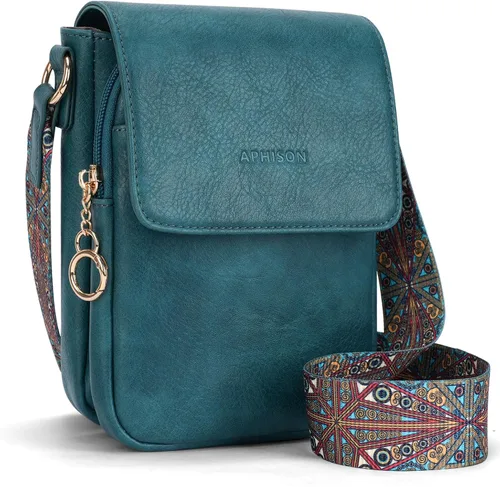 Vista 8 de APHISON Bolsos cruzados pequeños para mujer, a la moda, cartera de cuero para teléfono, monederos para tarjetas, ranuras para tarjetas con correa