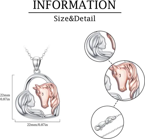 Vista 4 de Collar de plata de ley 925 con colgante de caballopatooso polarpingüinomuñeco de nieveabejacolibríunicornio, regalo de joyería para amantes
