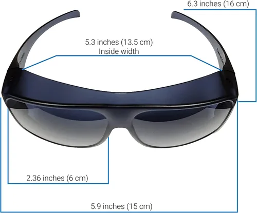 Vista 2 de Optego Gafas de sol Fit Over Color Humo, 100% protección UVAUVB lentes de policarbonato, Gris