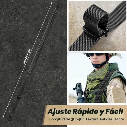 Vista 5 de VVAAGG Correa de 2 Puntos QD Ajustable de 550 Paracord con Gancho de Metal y Giratorias de Correa QD para Caza