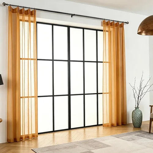 Vista 25 de Cortinas plisadas negras traslúcidas de 84 pulgadas de largo, 2 paneles para dormitorio, lino texturizado, ganchos transparentes para pista