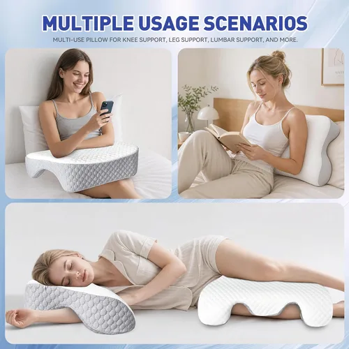 Vista 7 de Almohada para dormir de lado con agujeros para brazos, almohada de hombro de espuma viscoelástica para personas que duermen de lado, ergonómica