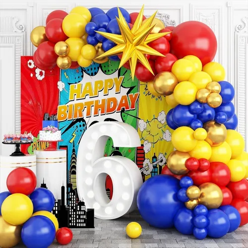 Vista 9 de Kit de guirnalda de arco de globos de videojuegos, globos de fiesta azul, morado, verde, negro, con 2 globos de aluminio con mango de juego