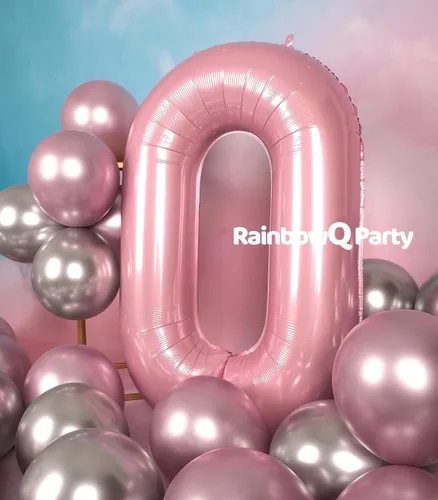 Vista 6 de Globo Número 0 de 40 Pulgadas para Niño o Niña Rosa Grande 0-9 Papel de Aluminio Mylar Grande Globo Número 0 Feliz Cumpleaños 0 Fiesta Aniversario