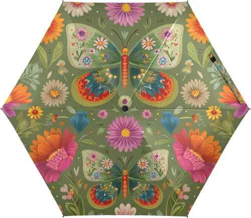 Vista 23 de Sombrilla de viaje plegable compacta con protección UV para 99% de protección UV, resistente al viento, a prueba de lluvia, pequeña sombrilla