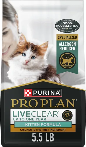 Vista 10 de Purina Pro Plan LiveClear - Comida seca para gatitos, reductor de alérgenos para gatos, fórmula de pollo y arroz - Bolsa de 3.2 lb