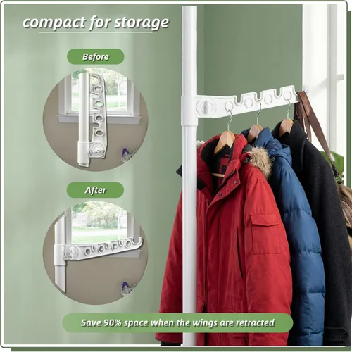 Vista 9 de Estante de secado de ropa para interiores que ahorra espacio para apartamentos pequeños, estante de ropa plegable de almacenamiento de 5 niveles