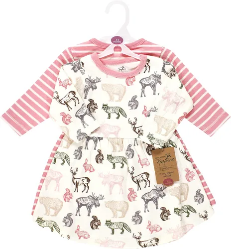 Vista 2 de Touched by Nature - Vestidos cortos de manga larga de algodón orgánico para niña, talla única