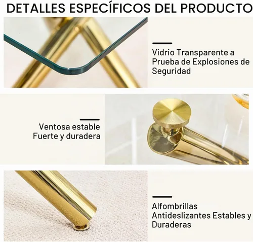 Vista 7 de Ebullient - Mesa de comedor de cristal de 71 pulgadas para 6, mesa