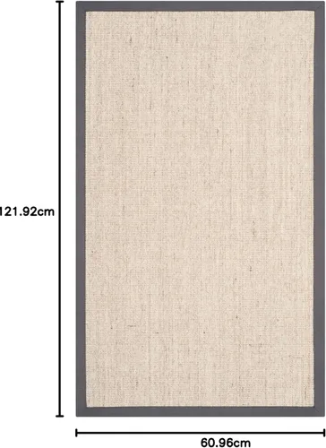 Vista 37 de Alfombra de sisal Safavieh, de color maíz y negro, tejida a mano, de la colección de fibras naturales; 5 x 8 pulgadas, NF441A, Tela, Gris / Gris