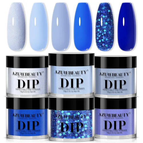 Vista 12 de AzureBeauty Juego de uñas en polvo de inmersión, 6 colores marrón nude, tonos de piel, polvo de inmersión natural, arte de uñas francés, salón