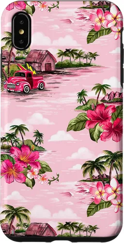 Vista 9 de Funda para iPhone 11 Tropical Hibiscus Island Palm Tree Rockabilly Surfer Beach