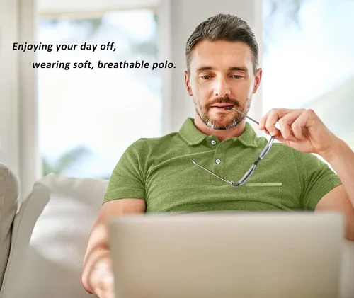 Vista 33 de V VALANCH Polo de golf de manga corta para hombre, estilo casual, con cuello que absorbe la humedad