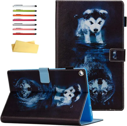 Vista 21 de Funda para tablet Fire HD 8 de 8ª/7ª/6ª generación de 8.0 pulgadas con soporte para lápices [encendido y apagado automático] ranuras para tarjetas