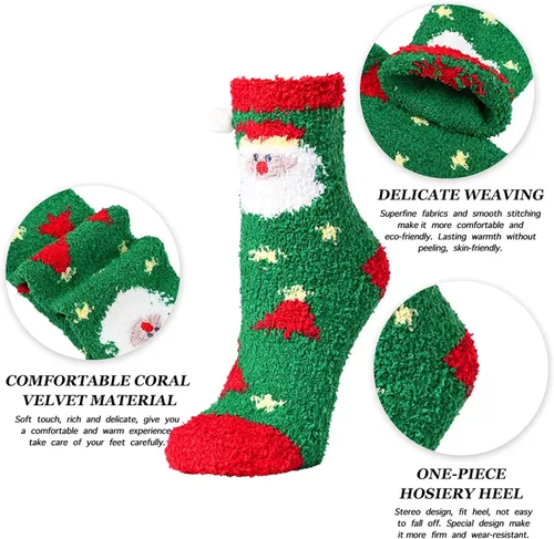 Vista 3 de Zmart Fuzzy Socks for Women Teen Girls, Fluffy Socks Warm Winter Cozy Animal Socks for