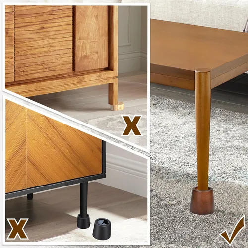 Vista 6 de Juego de 6 elevadores de madera redondos de 3 pulgadas para muebles, elevadores de madera resistentes para marco de cama, mesa, sofá, escritorio