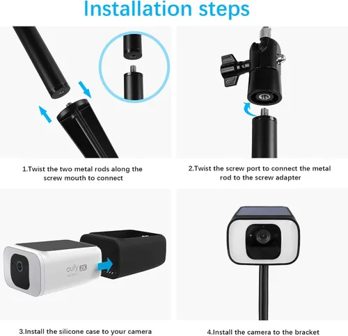 Vista 3 de HOLACA Estaca de montaje en poste y cubierta de silicona resistente a la intemperie para Eufy SoloCam S40/S230 solamente, apto para estaca en suelo