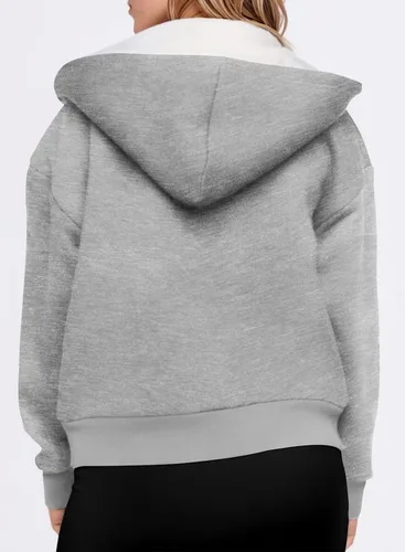 Vista 3 de SHEWIN Sudaderas con capucha para mujer 2023 de forro polar de manga larga con cremallera, sudadera con capucha Sherpa
