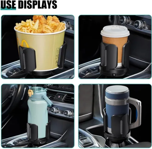 Vista 5 de Expansor de portavasos para automóvil, adaptador de portavasos multiusos con base ajustable, organizador de vasos automático compatible con botellas