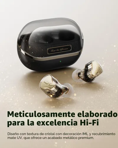Vista 8 de SoundPEATS H3 Auriculares inalámbricos Bluetooth de alta resolución con LDAC, aptX sin pérdida, unidades triples (1DD+2BA), cancelación activa